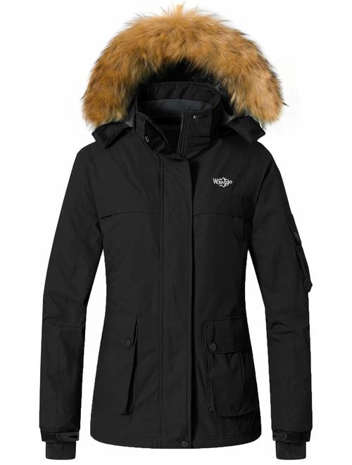 Wantdo Women's Warm Parka Mountain Ski Fleece Jacket Waterproof Rain Coat
