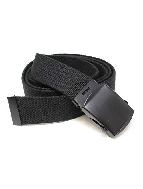 Canvas Web Belt Military Style with Black Buckle and Tip 56