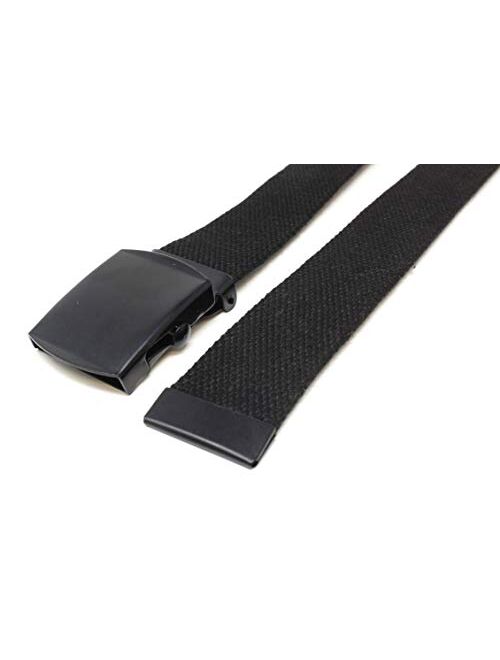 Canvas Web Belt Military Style with Black Buckle and Tip 56