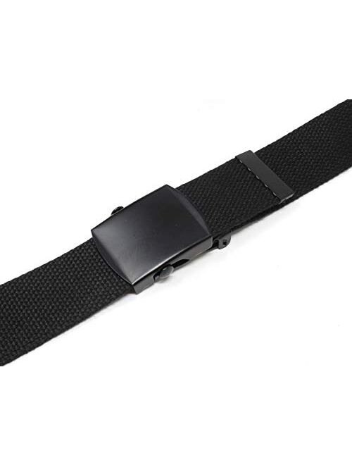 Canvas Web Belt Military Style with Black Buckle and Tip 56