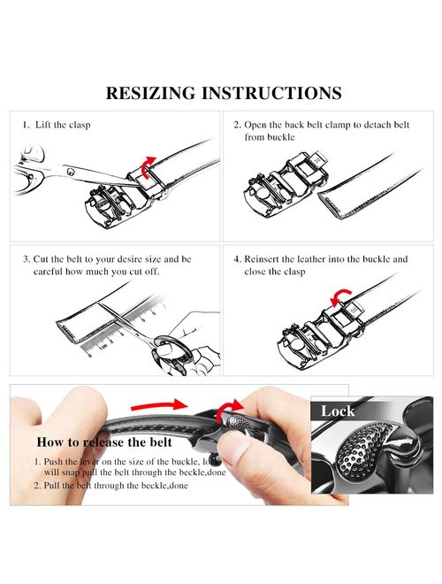 BOSTANTEN Men's Leather Ratchet Dress Belt with Automatic Sliding Buckle
