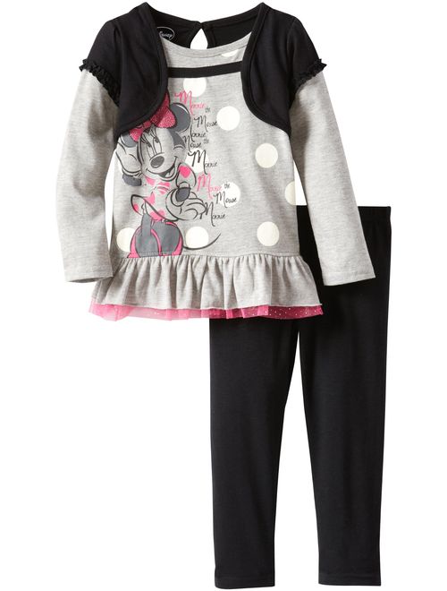 Disney Girls' Minnie Mouse 2 Pieced Bow Shirt and Pant