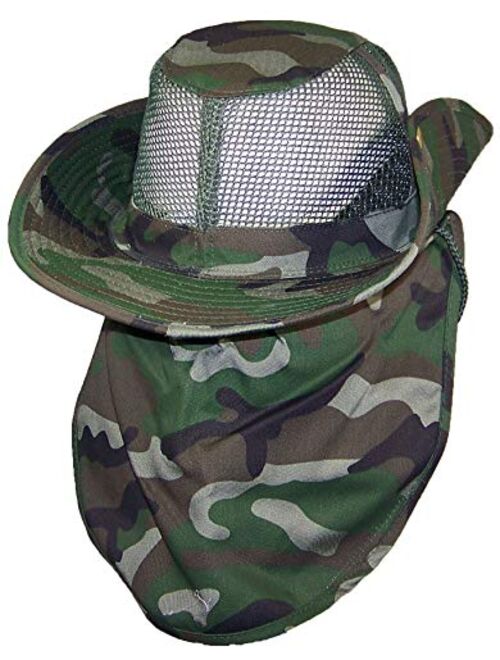 Tropic Hats Summer Wide Brim Mesh Safari/Outback W/Neck Flap & Snap Up Sides
