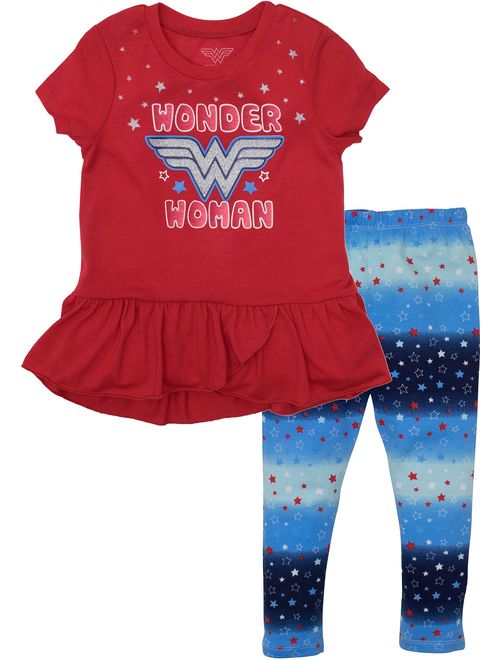 Warner Bros. Wonder Woman Girls' Fashion Tunic Top & Leggings Clothing Set