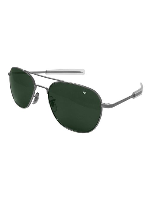 AO Eyewear Original Pilot Bayonet Aviator Sunglasses with Matte Chrome