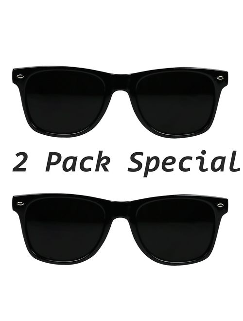 ShadyVEU Super Dark Round Sunglasses UV400 Casual Blacked Out 80's Retro Shades