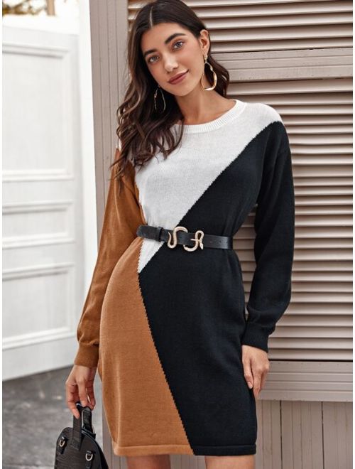 Shein Cut And Sew Sweater Dress Without Belt