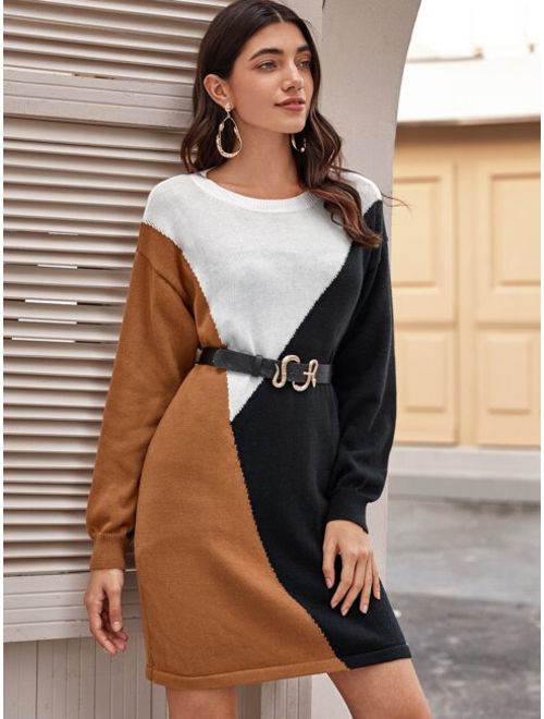 Shein Cut And Sew Sweater Dress Without Belt