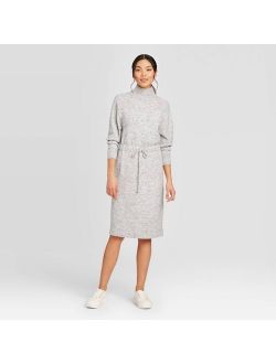 Women's Long Sleeve Mock Turtleneck Dress - Prologue Gray