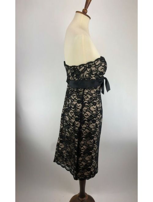 White House Black Market Strapless Mini Dress Womens 2 Black Lace Party A5-08P