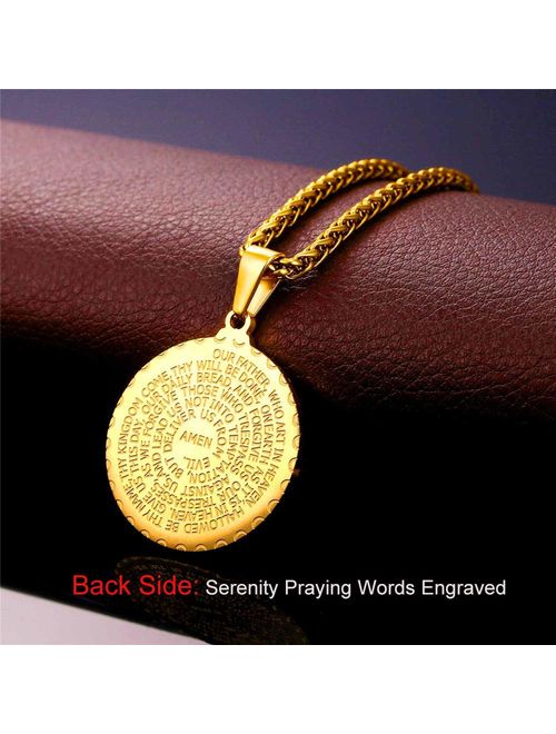 U7 Men Women Bible Verse Prayer Necklace with Free Chain 20