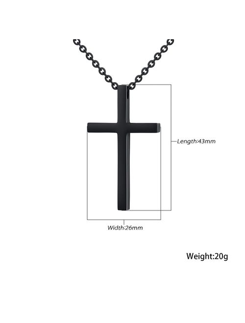20-22 Inches Reve Simple Stainless Steel Silver Tone Cross Pendant Chain Necklace for Men Women