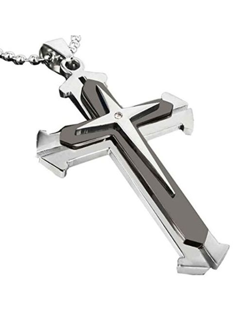 Unisex Men Stainless Steel Cross Pendant Necklace Jewelry Gift