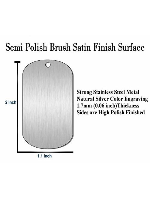 Interway Trading Personalized Regular Size Custom Message Engraved Stainless Steel Necklace Dog Tag Pendant with 26 inch (66cm) Chain,GiftBox and Keychain