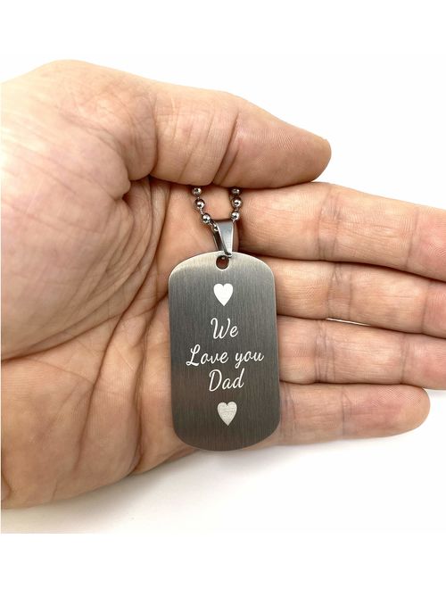 Interway Trading Personalized Regular Size Custom Message Engraved Stainless Steel Necklace Dog Tag Pendant with 26 inch (66cm) Chain,GiftBox and Keychain