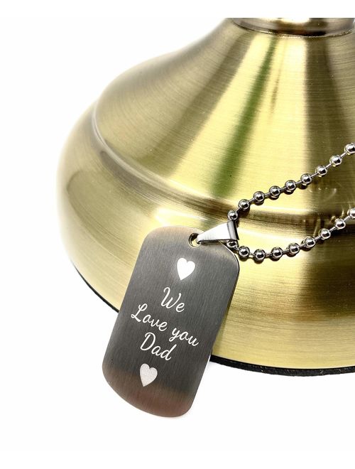 Interway Trading Personalized Regular Size Custom Message Engraved Stainless Steel Necklace Dog Tag Pendant with 26 inch (66cm) Chain,GiftBox and Keychain