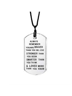 lauhonmin Always Remember You are Braver/Stronger/Smarter Than You Think Pendant Necklace Family Friend Gift Unisex