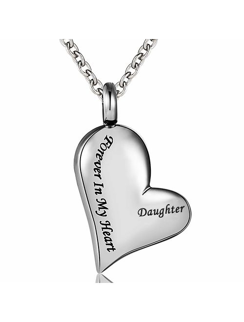 Cremation Urn Ashes Necklace Dad Forever in My Heart Stainless Steel Keepsake Waterproof Memorial Pendant