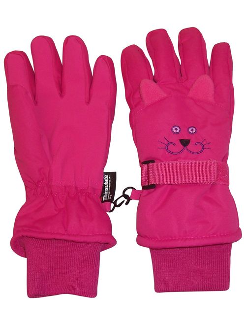 N'Ice Caps Kids Cute Animal Faces Cold Weather Thinsulate Waterproof Gloves
