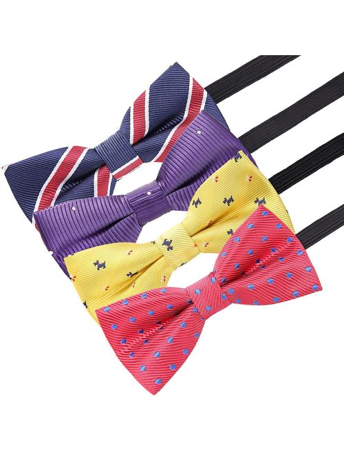 AUSKY 4 Packs Adjustable Pre-tied Bow Tie for Infant baby boys Toddler Child Kids in Different style color