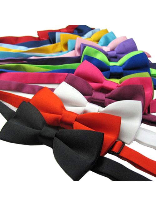 Adjustable Boys Bow Tie Solid Pre Tied for Wedding Party Dress up