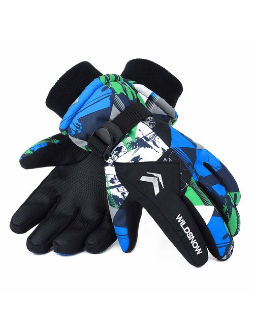 Ski Gloves, RunRRIn 100% Waterproof Warm Snow Gloves for Mens, Womens, and Kids