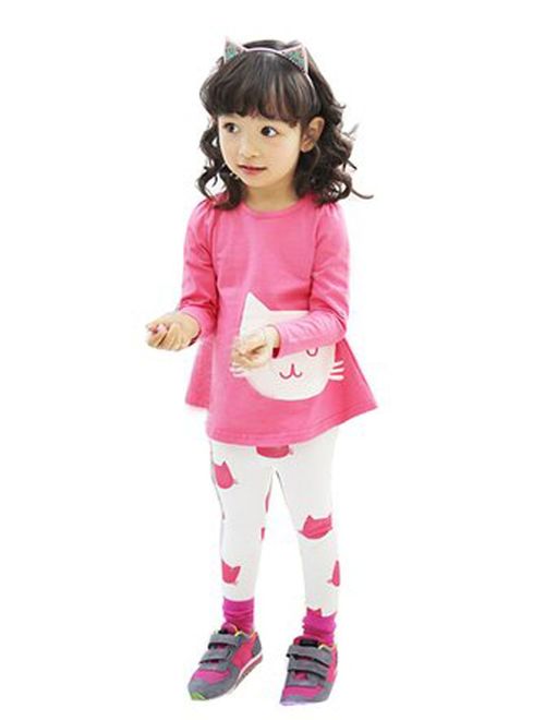 Upopby Cute Baby Girls Clothes Pants Sets Cartoon 2pcs Top and Legging Outfits