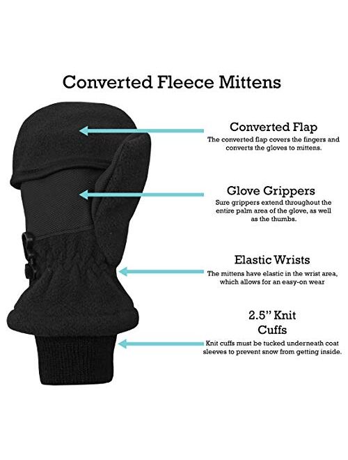N'Ice Caps Kids Thinsulate Lined Winter Converter Fingerless Glove To Mitten