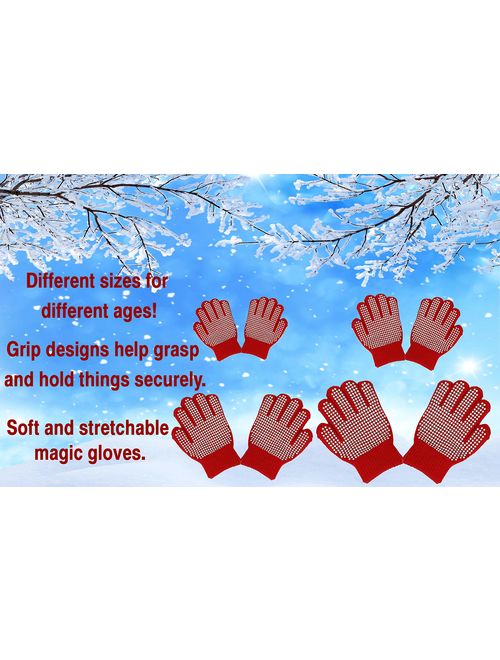 Gilbin Magic-Stretch Gripper Glove, Kids Size, Colorful Set, 6 Pair