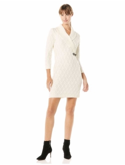 Women's Long Sleeve Cross Front Sweater Dress