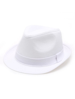 Classic Trilby Short Brim 100% Cotton Twill Fedora Hat with Band