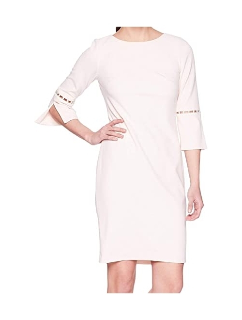 Calvin Klein Women's Petite Solid Sheath with Detailed Split Sleeve Dress