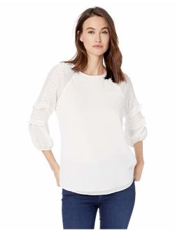 Women's Puff Sleeve Embroidered Top