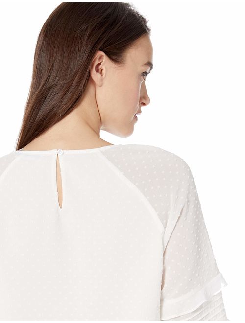 Calvin Klein Women's Puff Sleeve Embroidered Top