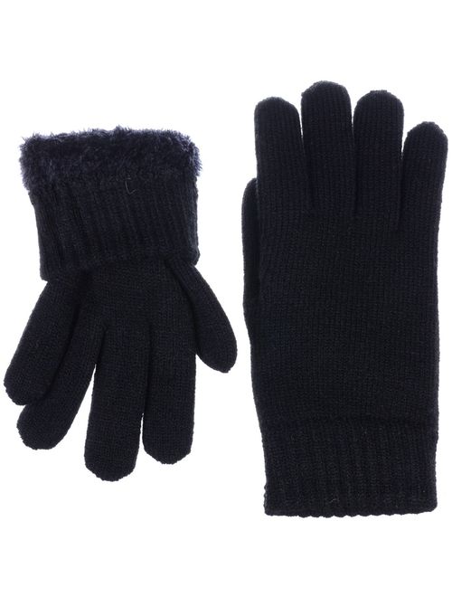 BYOS Winter Women's Toasty Warm Plush Fleece Lined Knit Gloves in Solid & Glitter