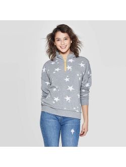 Women's Star Long Sleeve 1/4 Zip Sweatshirt - Grayson Threads (Juniors') - Gray