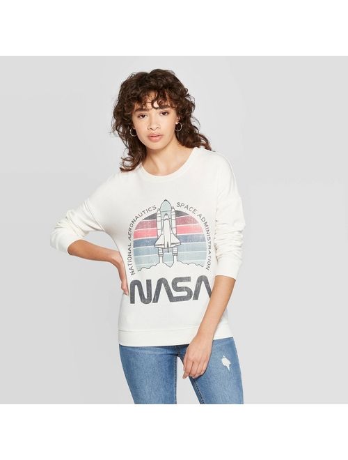 Women's NASA Long Sleeve Sweatshirt (Juniors') - White