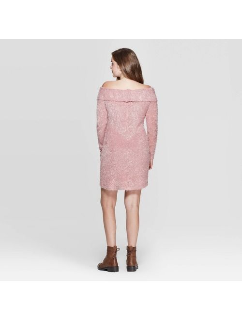 Women's Long Sleeve Off the Shoulder Sweater Mini Dress - Xhilaration