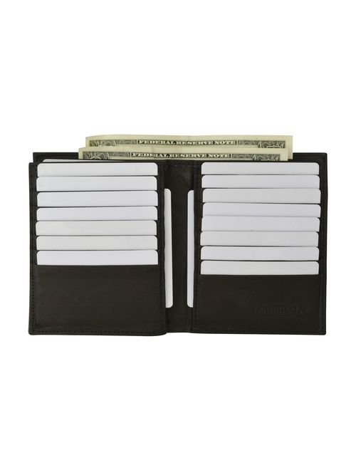 Marshal Bifold Genuine Leather RFID Blocking Wallet For Men Card Slots, 2 Bill Compartments, ID Windows, Money,