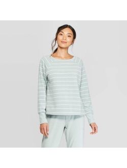 Women's Striped Beautifully Soft Fleece Lounge Sweatshirt - Stars Above