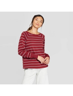 Women's Striped Beautifully Soft Fleece Lounge Sweatshirt - Stars Above