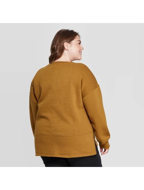 Women's Plus Size Long Sleeve Crewneck Fleece Tunic Pullover Sweatshirt - Universal Thread&#153;