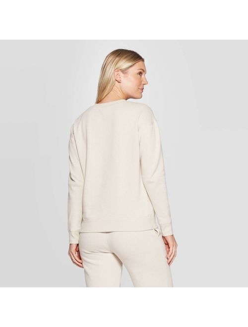 Women's Long Sleeve Crewneck Embroidered Sweatshirt - Universal Thread Cream