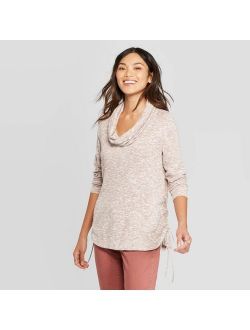 Women's Cowl Neck With Side Lace-Up Detail Sweatshirt - Knox Rose