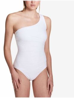 Women's One-Shoulder Starburst One-Piece Swimsuit in Soft White