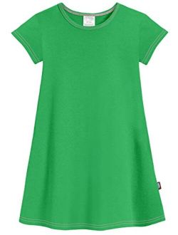 City Threads Girls' Soft Cotton Short Sleeve Cover Up Dress (Size 2T-16)