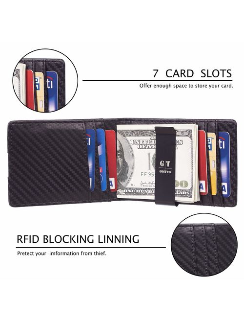 Gostwo Mens Bifold Wallet Money Clip RFID Blocking Travel Wallet Credit Card Holder