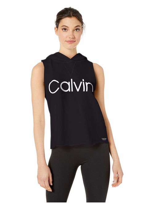 Calvin Klein Women's Calvin Logo Boxy Sleeveless Hoodie