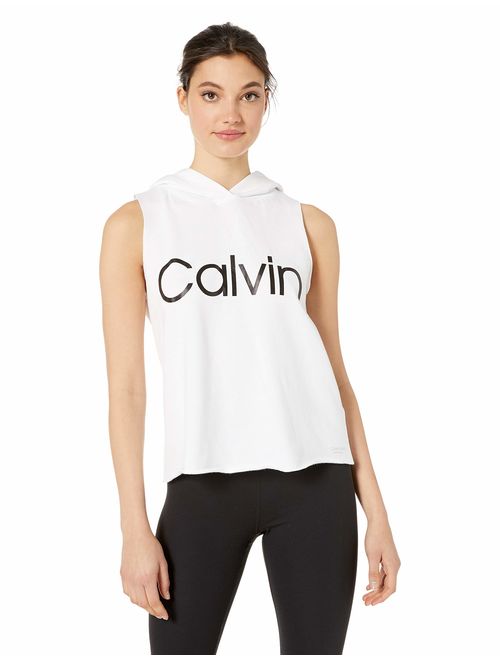 Calvin Klein Women's Calvin Logo Boxy Sleeveless Hoodie