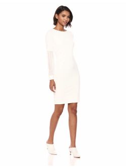 Women's Solid Sheath with Chiffon Blouson Sleeve